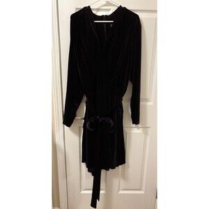 Melonie T Plum Velvet Belted Stretch Long Sleeve Midi Fit Flare Dress Sz 24W NWT
